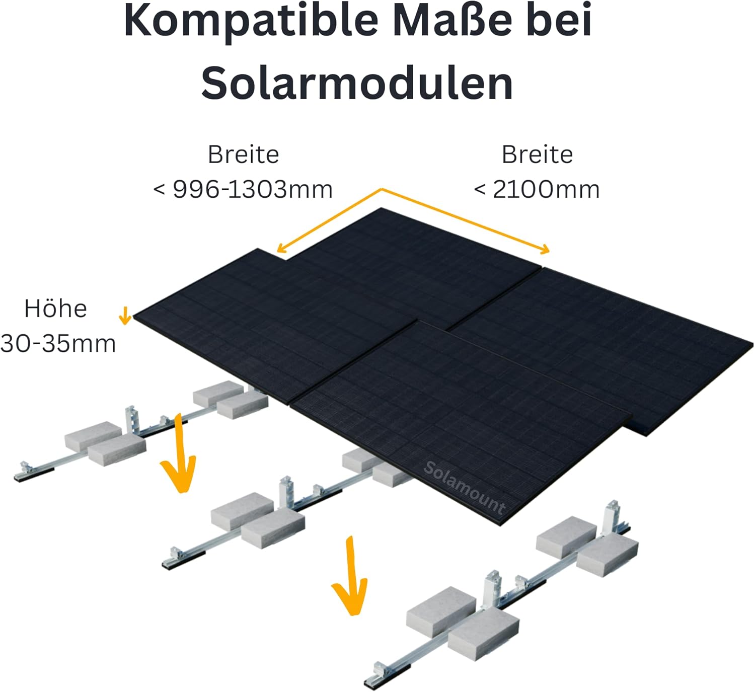 PV Flachdach Halterung ohne Bohren | Für 4 Module | Silber | Flachdach oder Bodenmontage | Einfache Montage