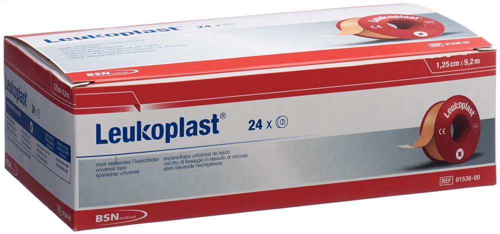 Leukoplast Fixierpflaster<br>24 Stück, 9.2mx1.25cm, hautfarbig ohne Schutzring