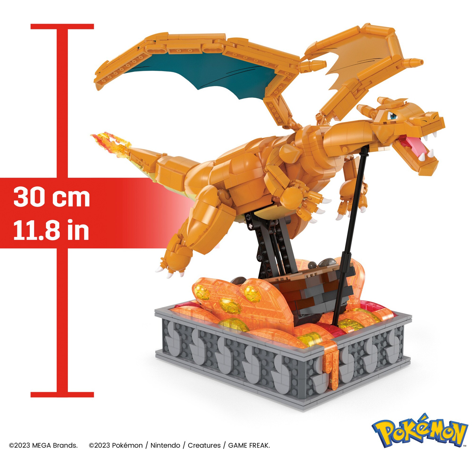Mattel Konstruktionsspielzeug MEGA Pokémon Motion Glurak bewegliches Bauset