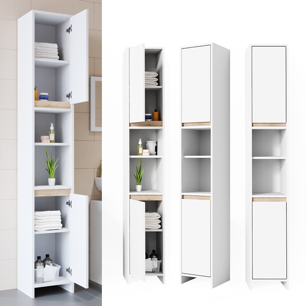 VICCO Badschrank EMMA Weiß Sonoma Eiche Badezimmerschrank Hochschrank Badregal