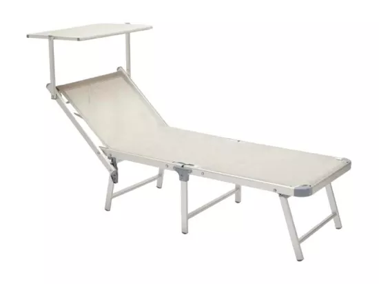 Bain de soleil de jardin transat piscine pliant en aluminium MALISS