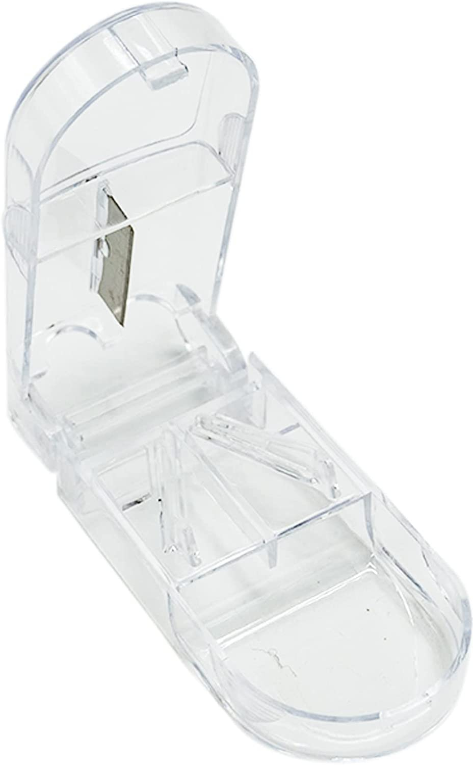 (85x40mm) Tabletten Teiler Mini Medikamenten Schneider mit Aufbewahrungsfach - Blau