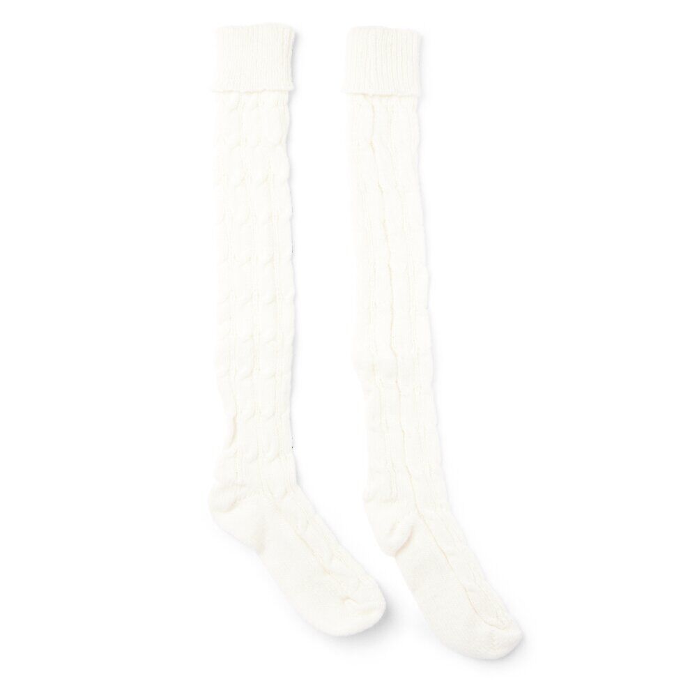 Chaussettes hautes style tricot femme grises ou blanches