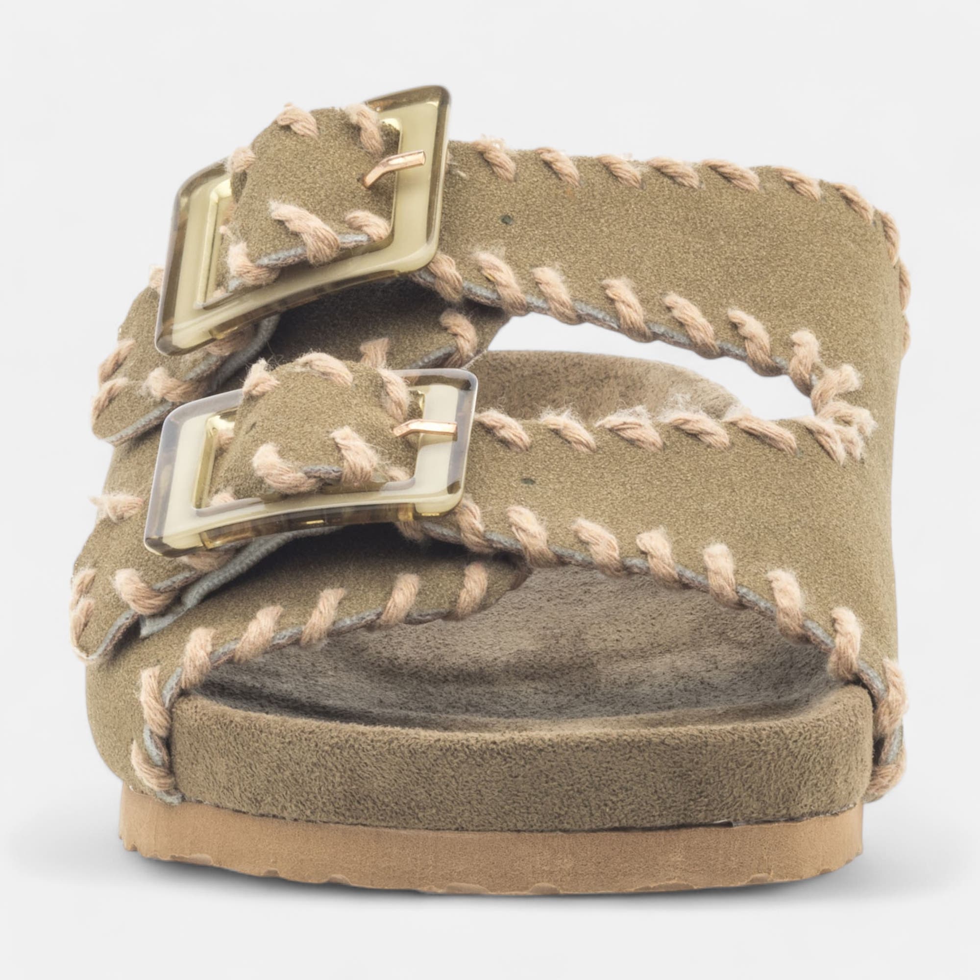 Mules semelle liège Femme kaki