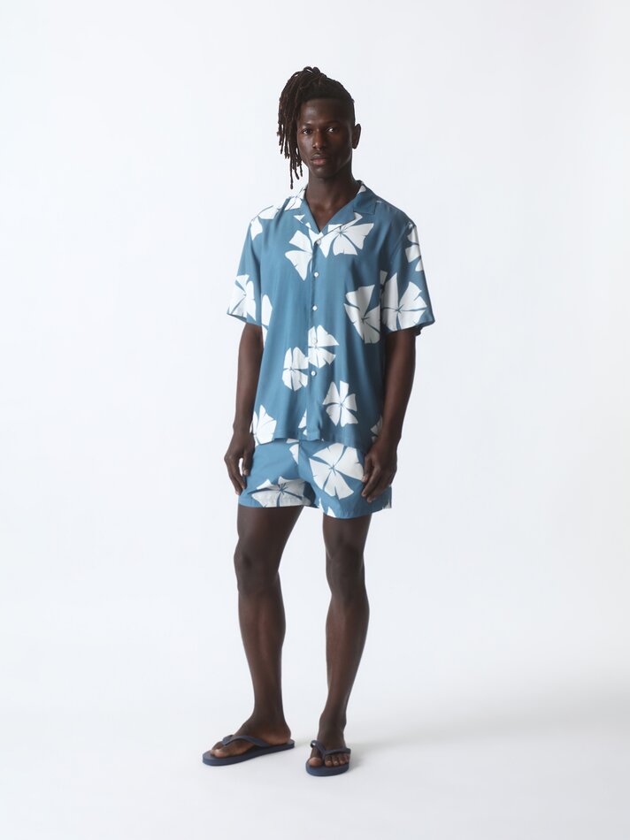 Camisa fluida para resort - Azul Royal