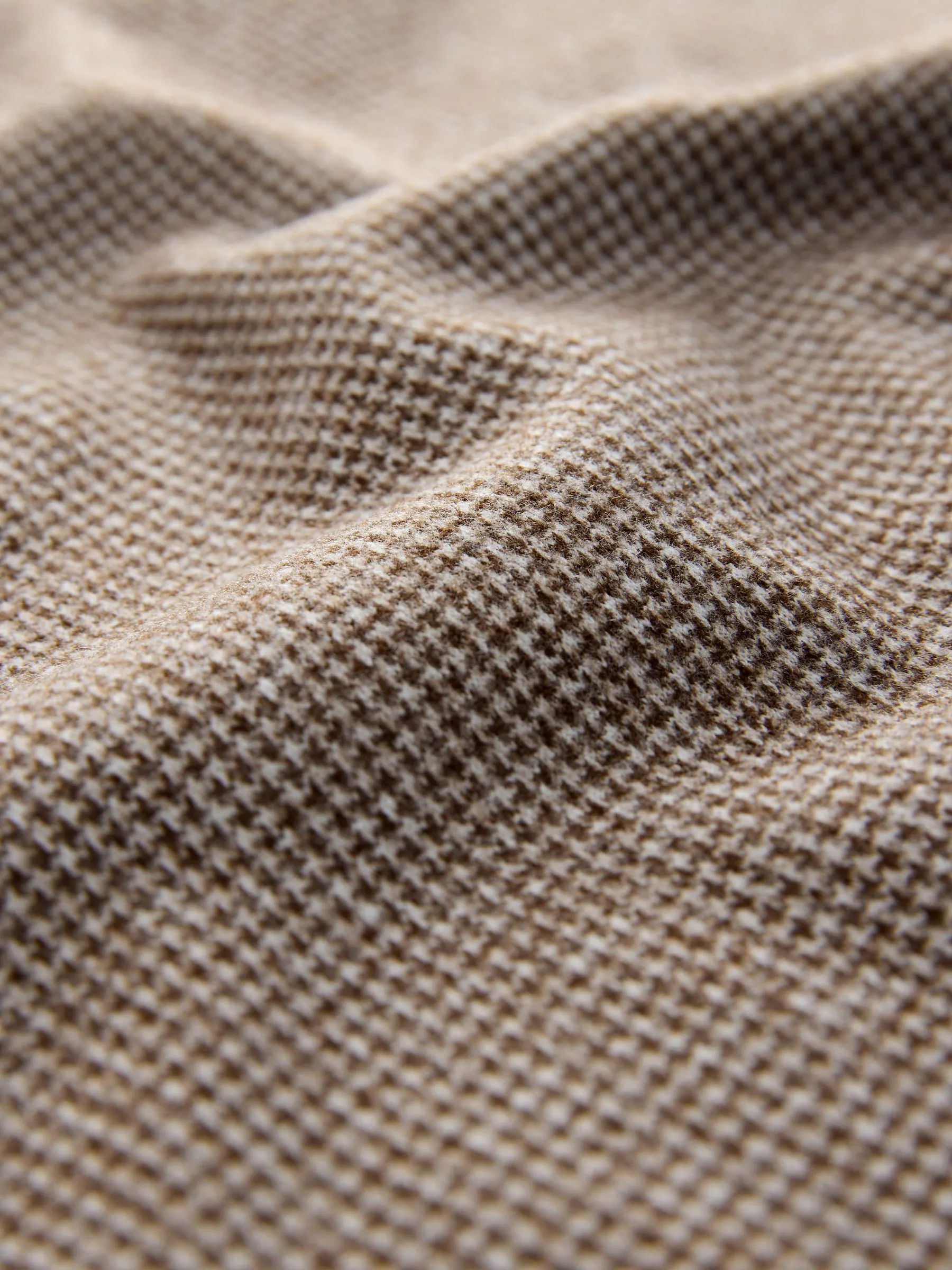 Neutral Brown Dogtooth - Long Sleeve Quarter Zip Jumper