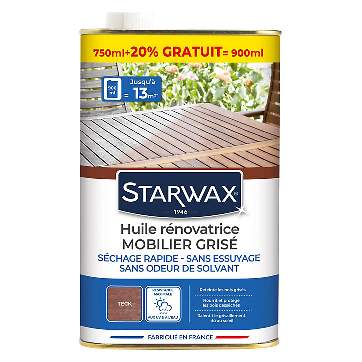 Huile extérieure de rénovation teck Starwax 750ML + 20%
