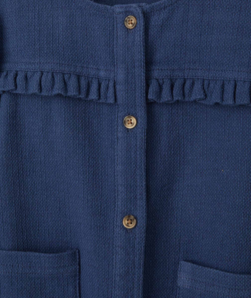 LA VESTE BOMBERS BLEUE EN COTON ET LIN
