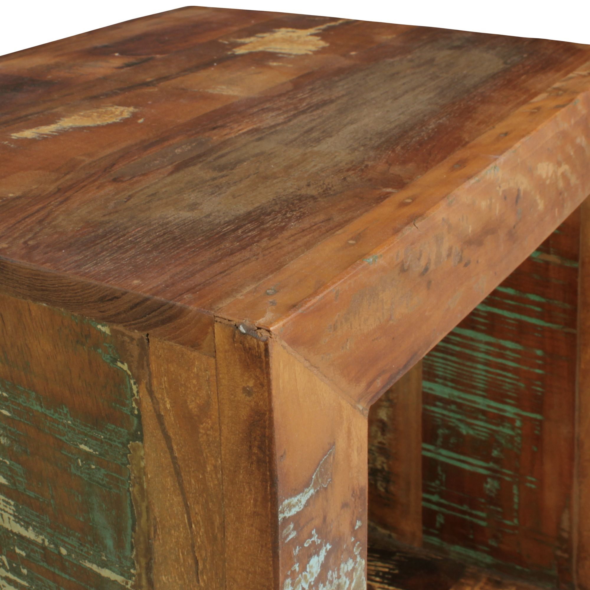 KADIMA DESIGN Quadratischer Beistelltisch Diana, 45x45x35 cm, Mango-Holz - Shabby-Chic & Stabil