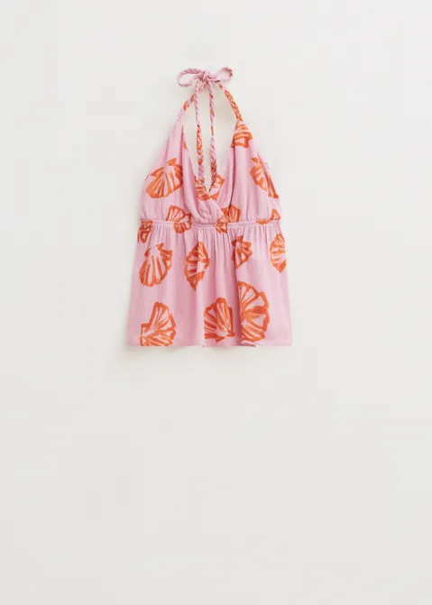 Halter top all over print roze (ROS.L)
