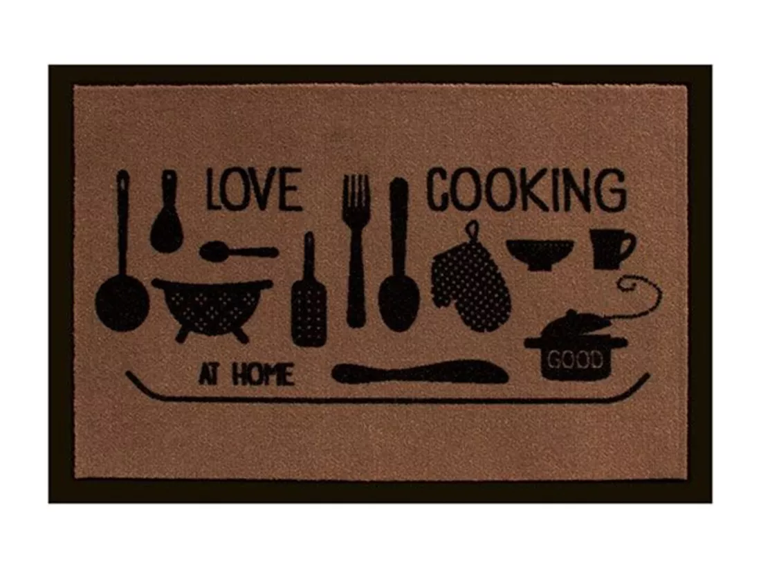 Tapis de cuisine 100% polyamide décor Love cooking - Dim : 50 x 75 cm