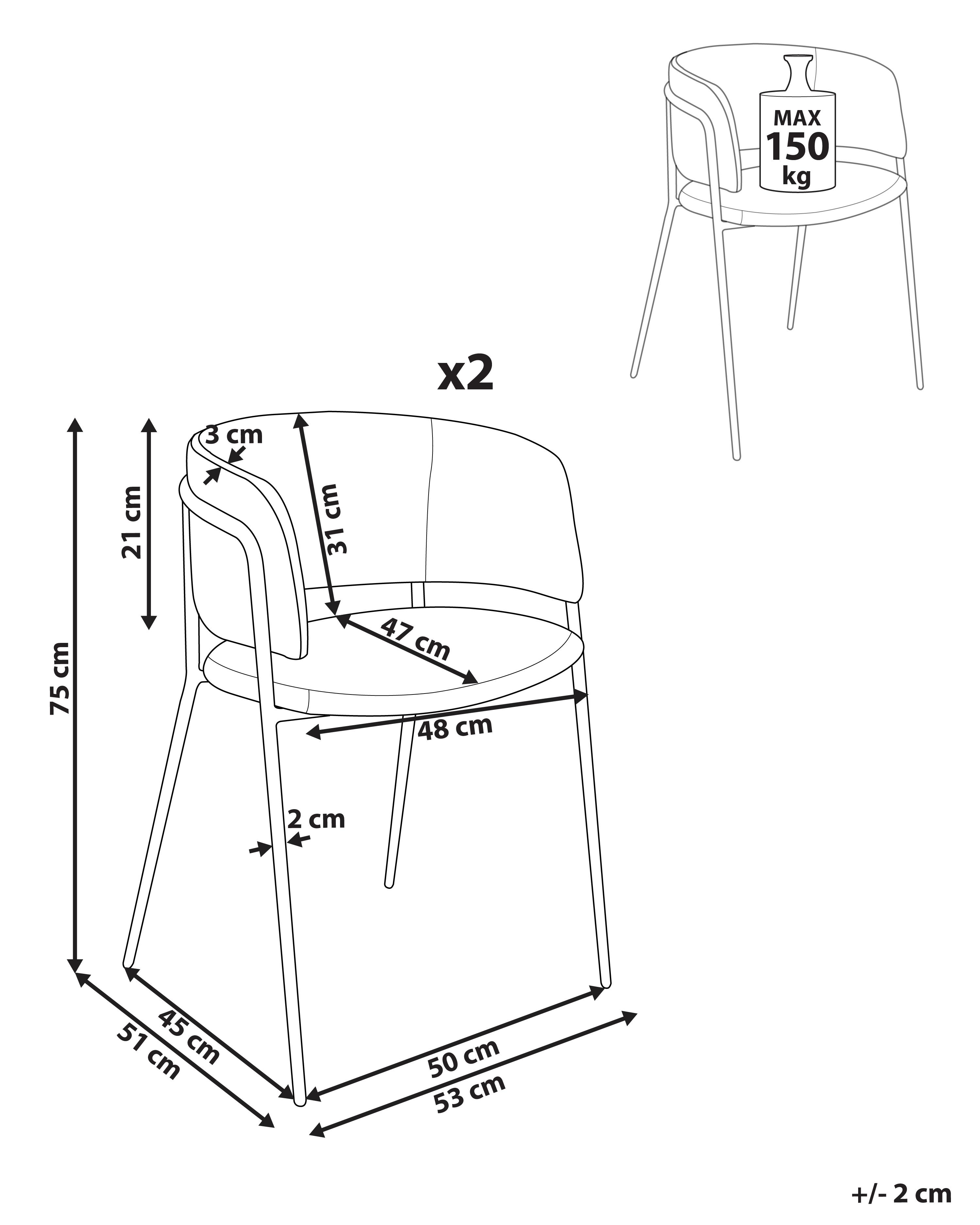 Set van 2 eetkamerstoelen SPRINGER Chenille Taupe