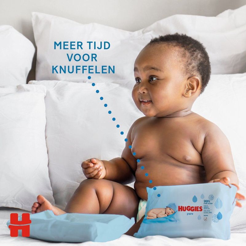 Huggies billendoekjes - Pure 99% water - 18 x 56 stuks - 1008 doekjes - voordeelverpakking