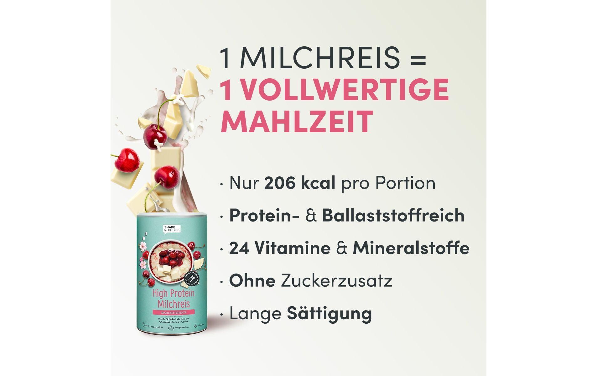 Milchreis weisse Schokolade-Kirsche 560 gMahlzeitenersatz mit Süssungsmitteln