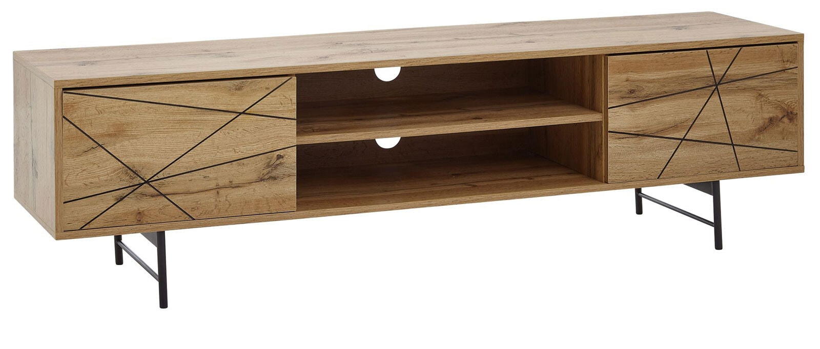 CASAVANTI TV-Lowboard 160 x 45 cm Schwarz/ Eiche
