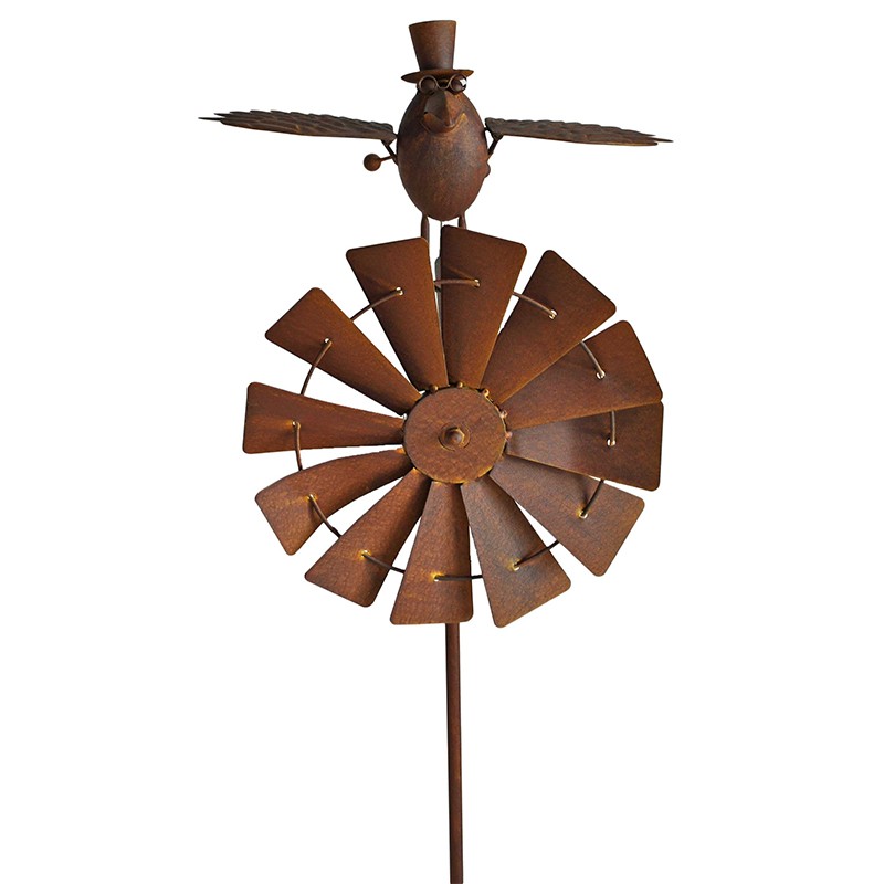Girouette éolienne moulin jardin birdy 42x58x150cm
