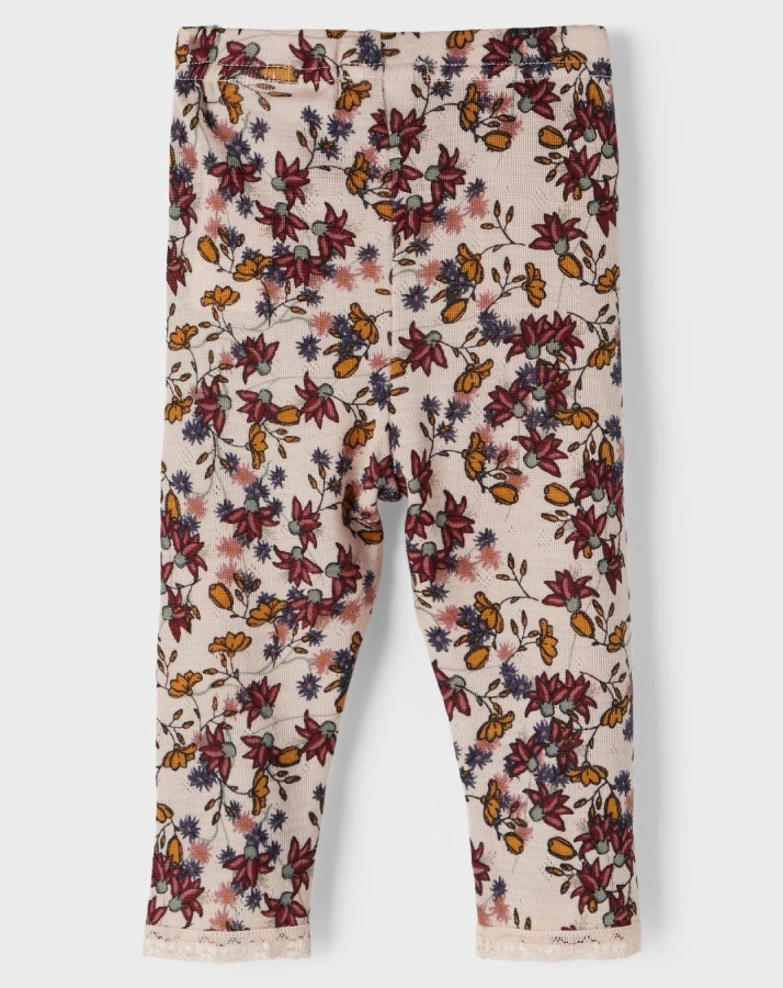 Woll-Leggings NBFWANG geblümt in peach whip