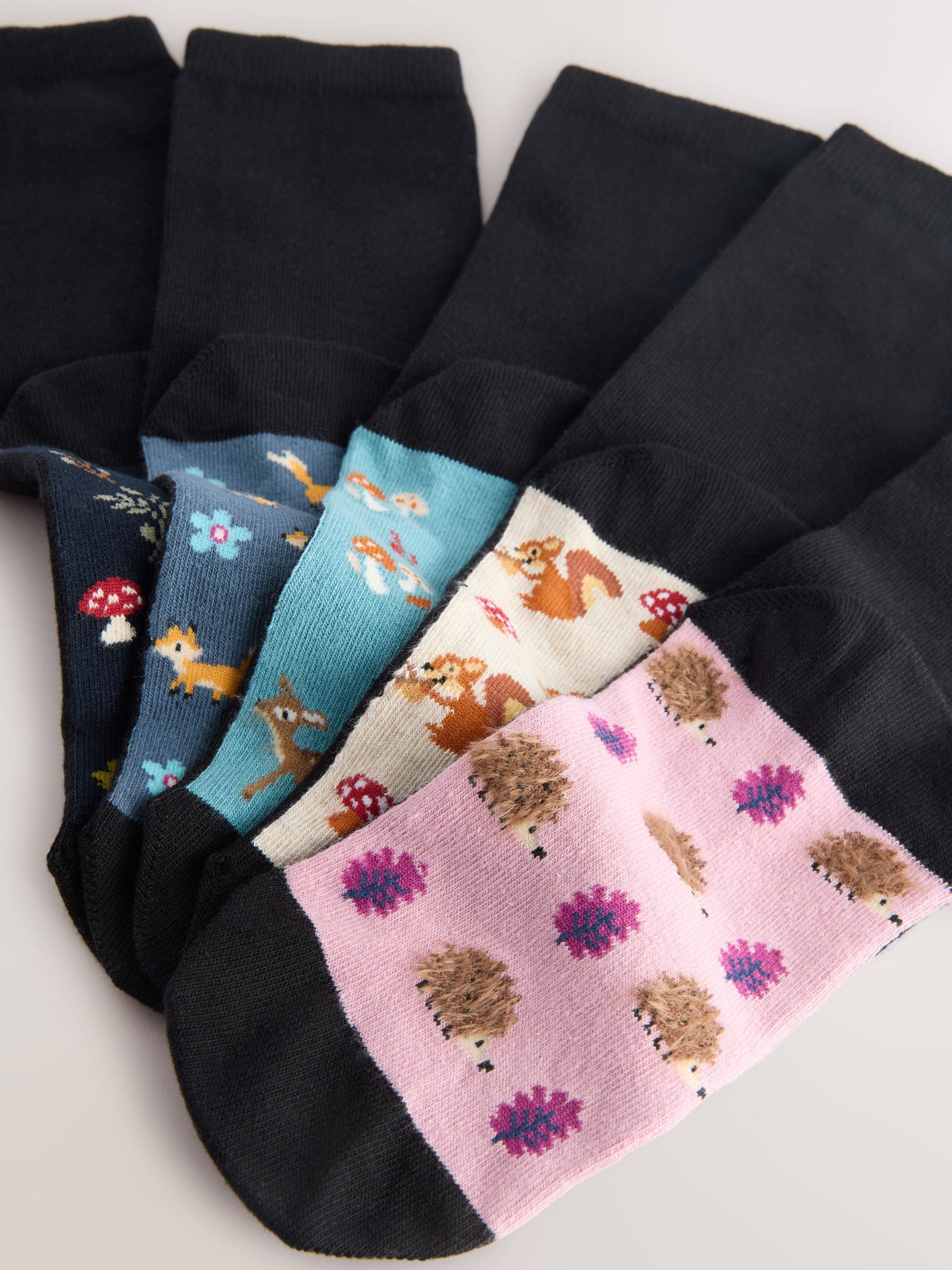 Herfstdieren - Set van 5 paar enkelsokken