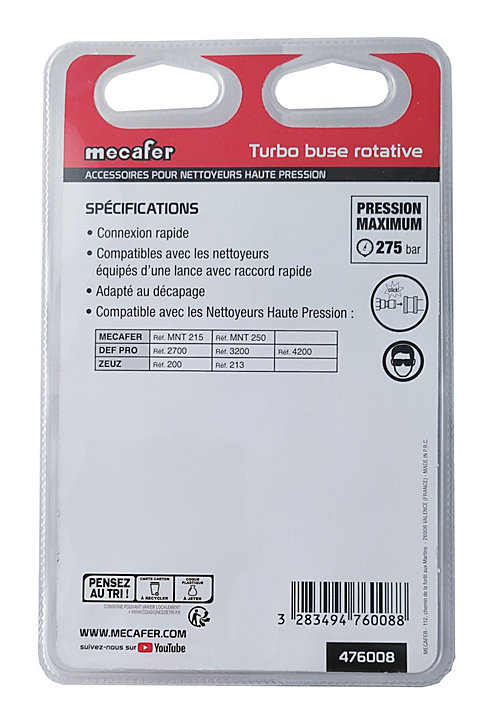 Buse turbo rotative pour nettoyeur haute pression Mecafer