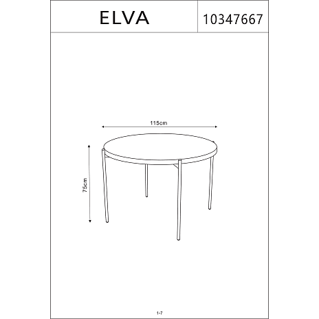 Elva spisebord - brunt marmorlook