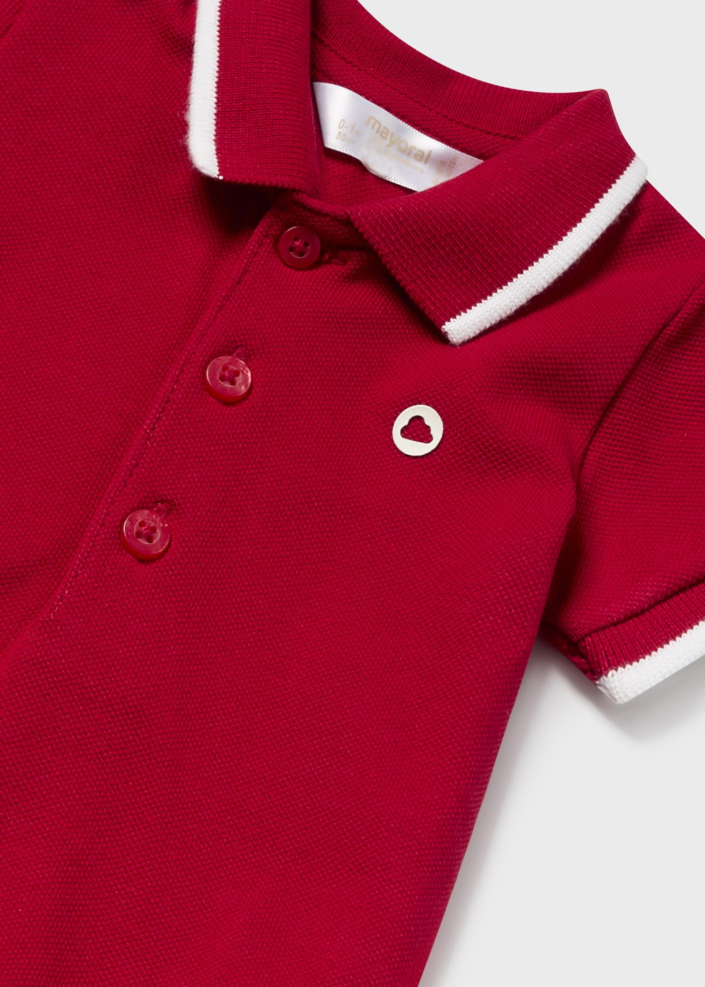 Camisa polo Better Cotton Contrast para recém-nascidos, branca