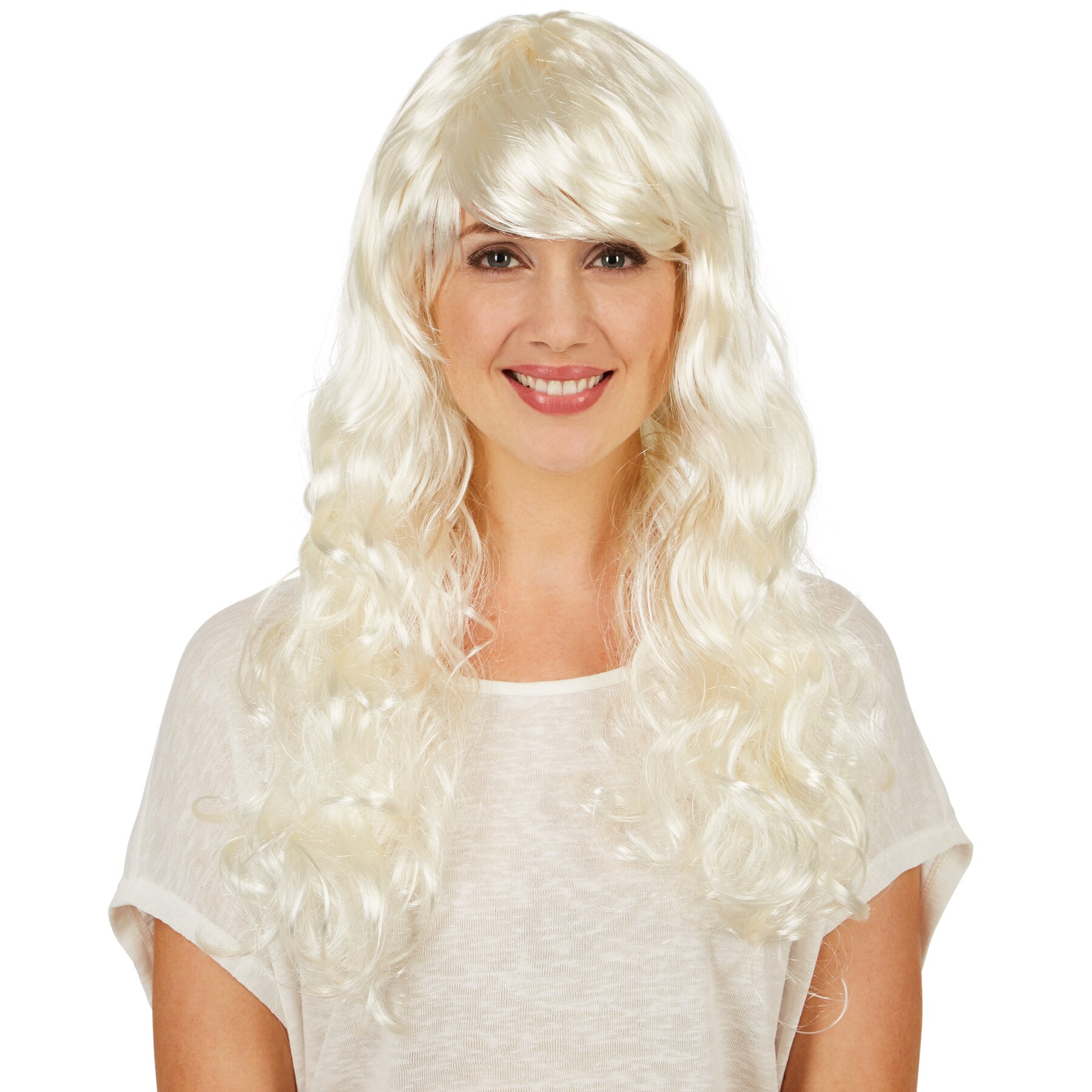 tectake® Frauenperücke Weißblond lang