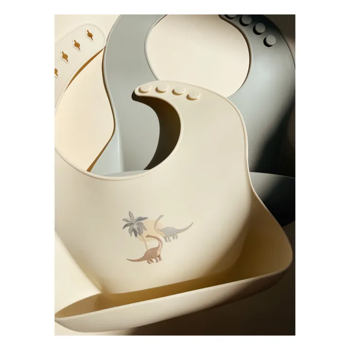 Konges Sløjd Bavoirs en silicone Dino - Set de 2 | Beige