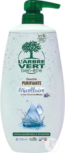 L'Arbre Vert Crème Douche Purifiant Micellaire Format Familial Flacon Pompe 720ml