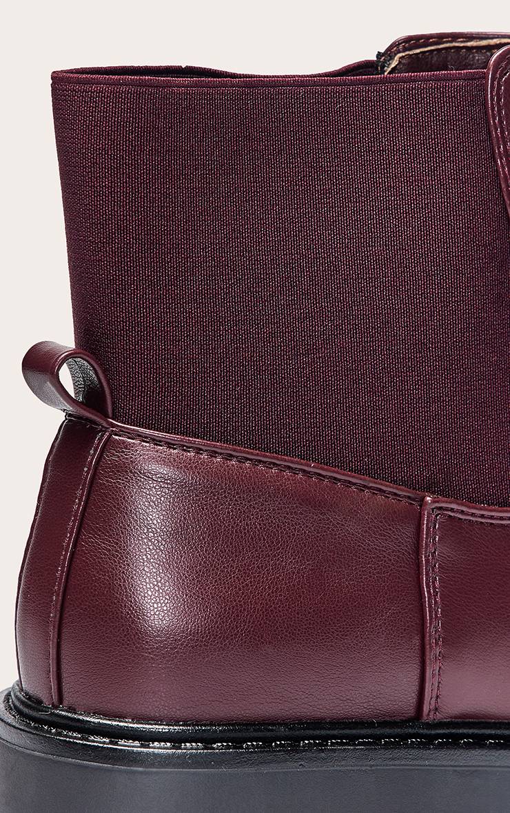 Rouge Bordeaux Bottine À Talon Épais Avec Élastique Au Talon