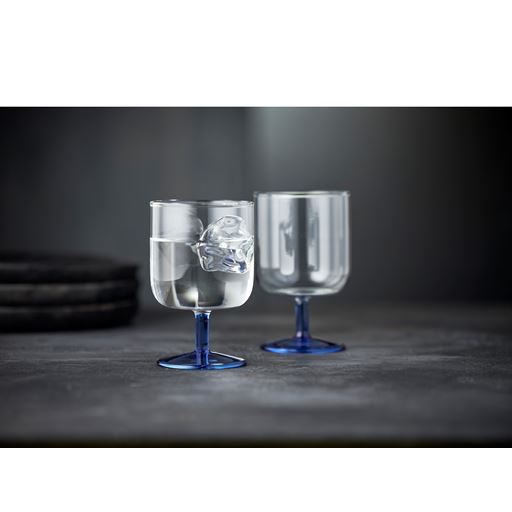 Lyngby Glas Torino 2-pak Vinglas, Klar/ Blå, 30 cl