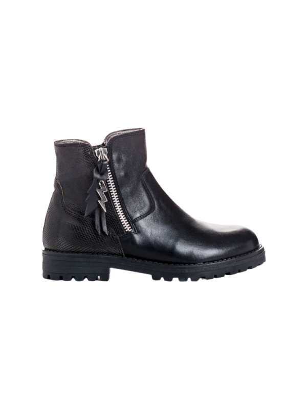 Bottines Fille Tornade Cuir Noir - Reqins