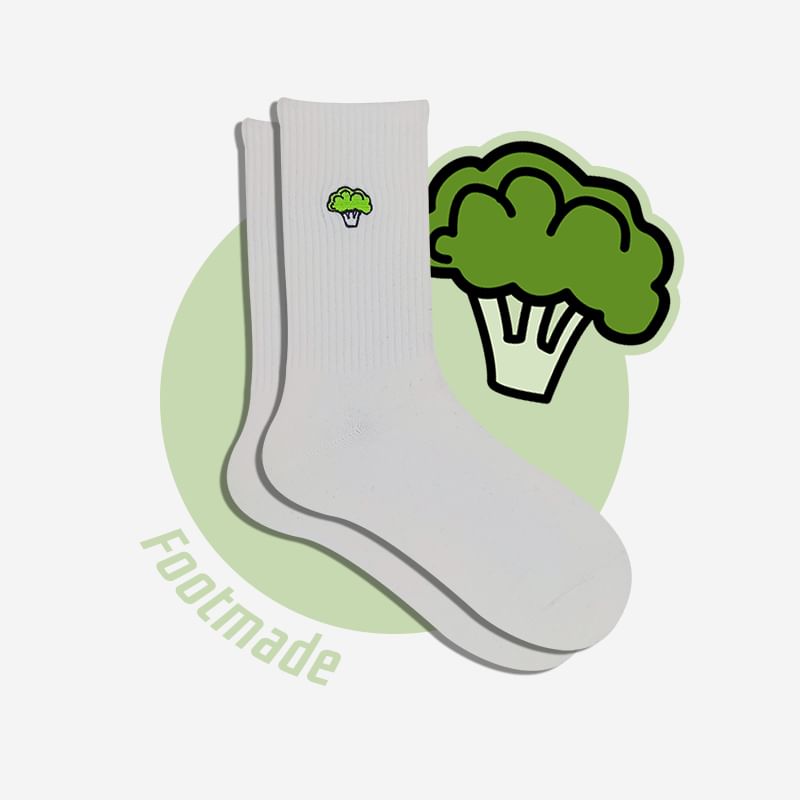 Hazie - Broccoli geborduurde sokken