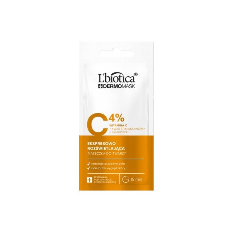 L'Biotica Dermomask ausdrücklich aufhellende Gesichtsmaske mit Vitamin C 8 ml