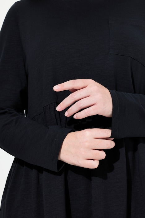 Longshirt, Rollkragen, A-Linie, Langarm, Biobaumwolle