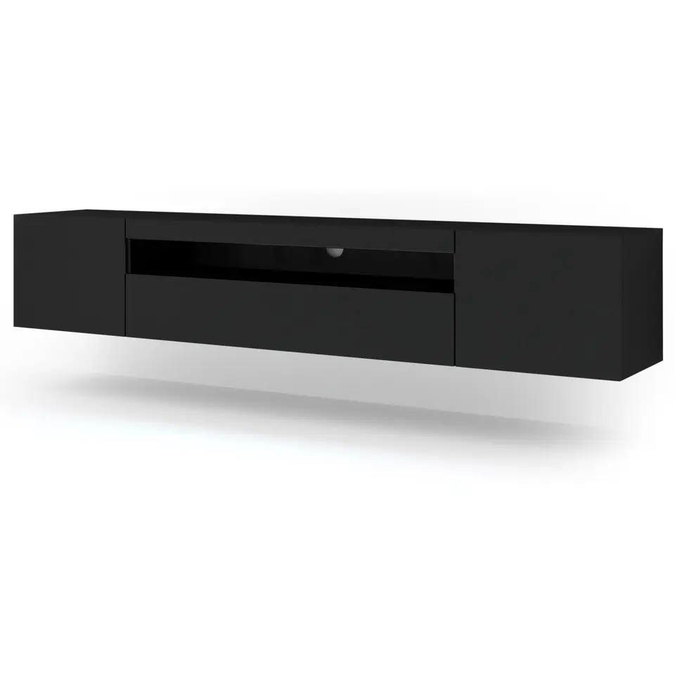 AURA TV-meubel 200 cm universeel mat zwart