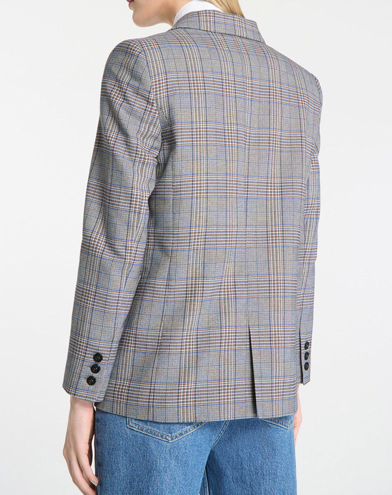 Galeries Lafayette Veste blazer Rune double boutonnage imprimé Pince de Galles gris/noir
