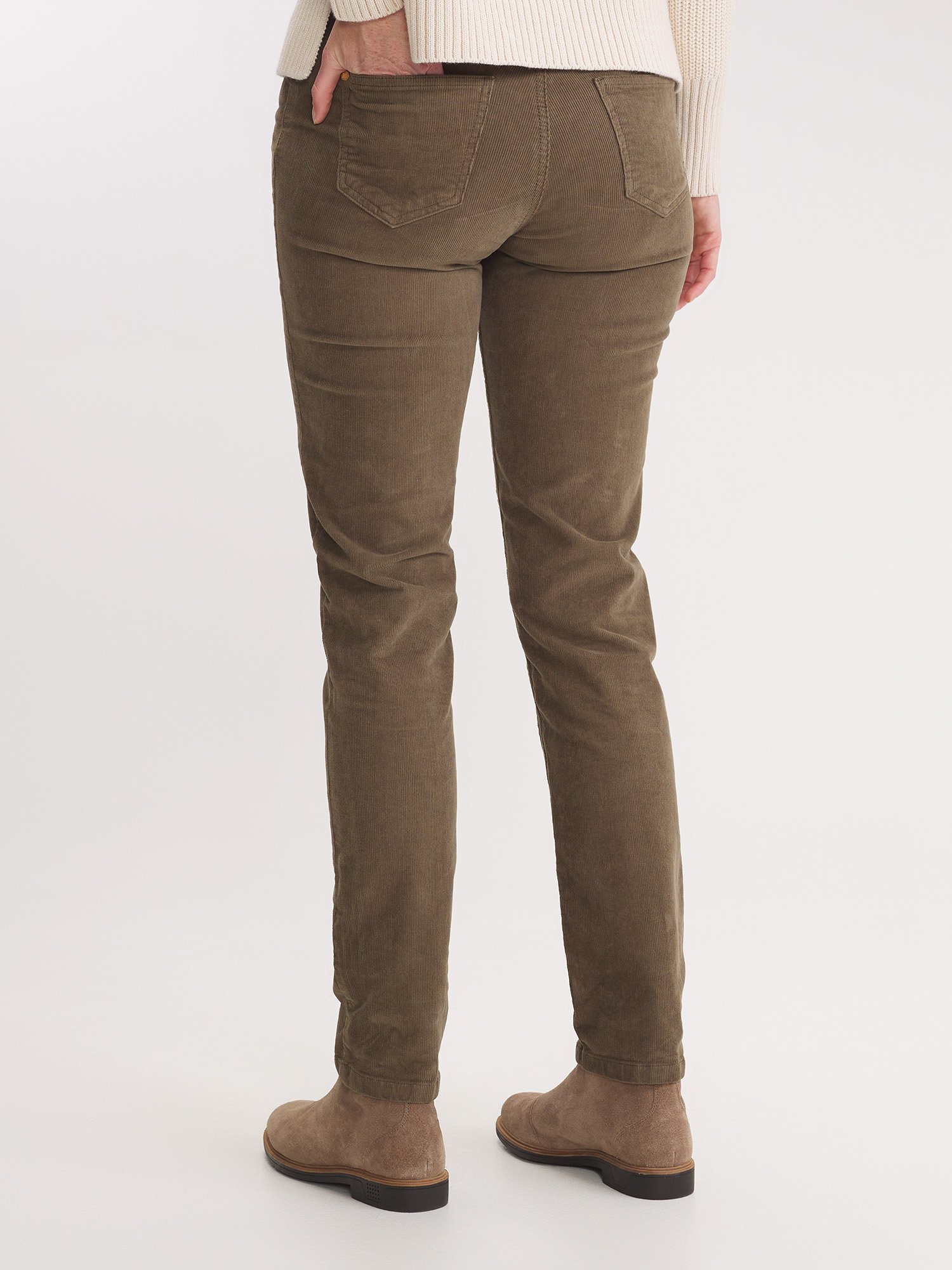 Pantalon Femme Velours Côtelé Kaki