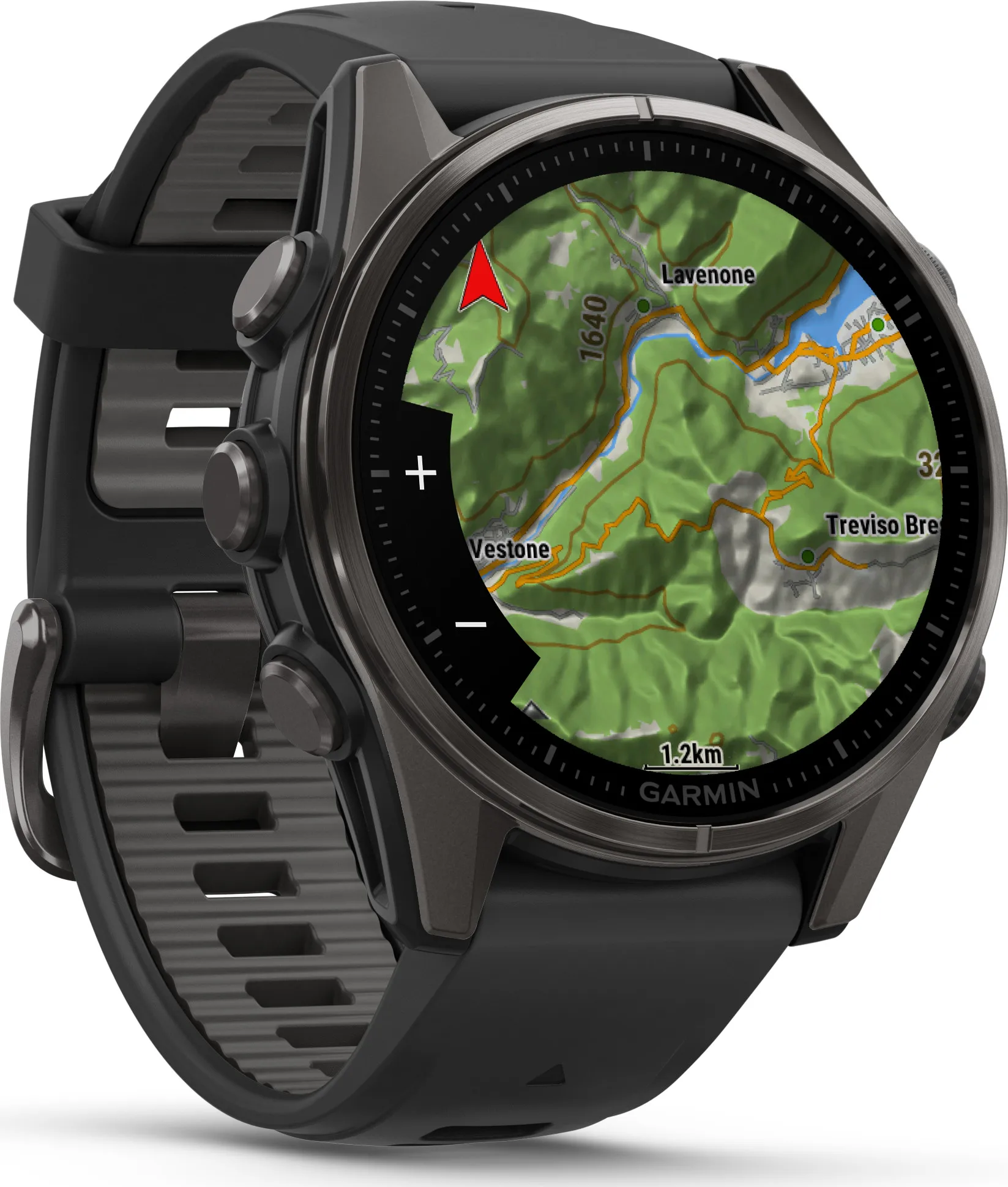 Garmin Fenix 8 Amoled 43mm, Sapphire Carbon Gray DLC Titanium - Black/Pebble Grey Silicone Strap