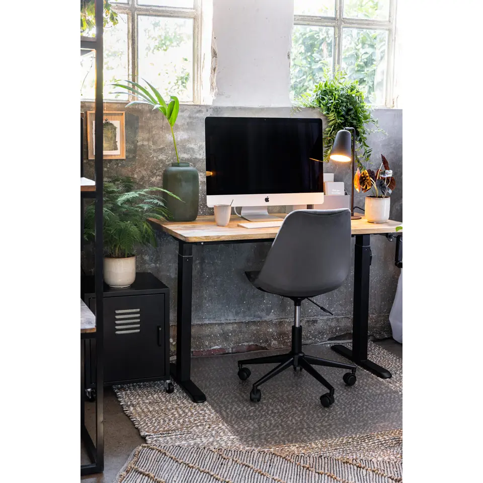 Bureau Homeworx zit/sta handmatig verstelbaar – mangohout/zwart - 75/118x120x70 cm