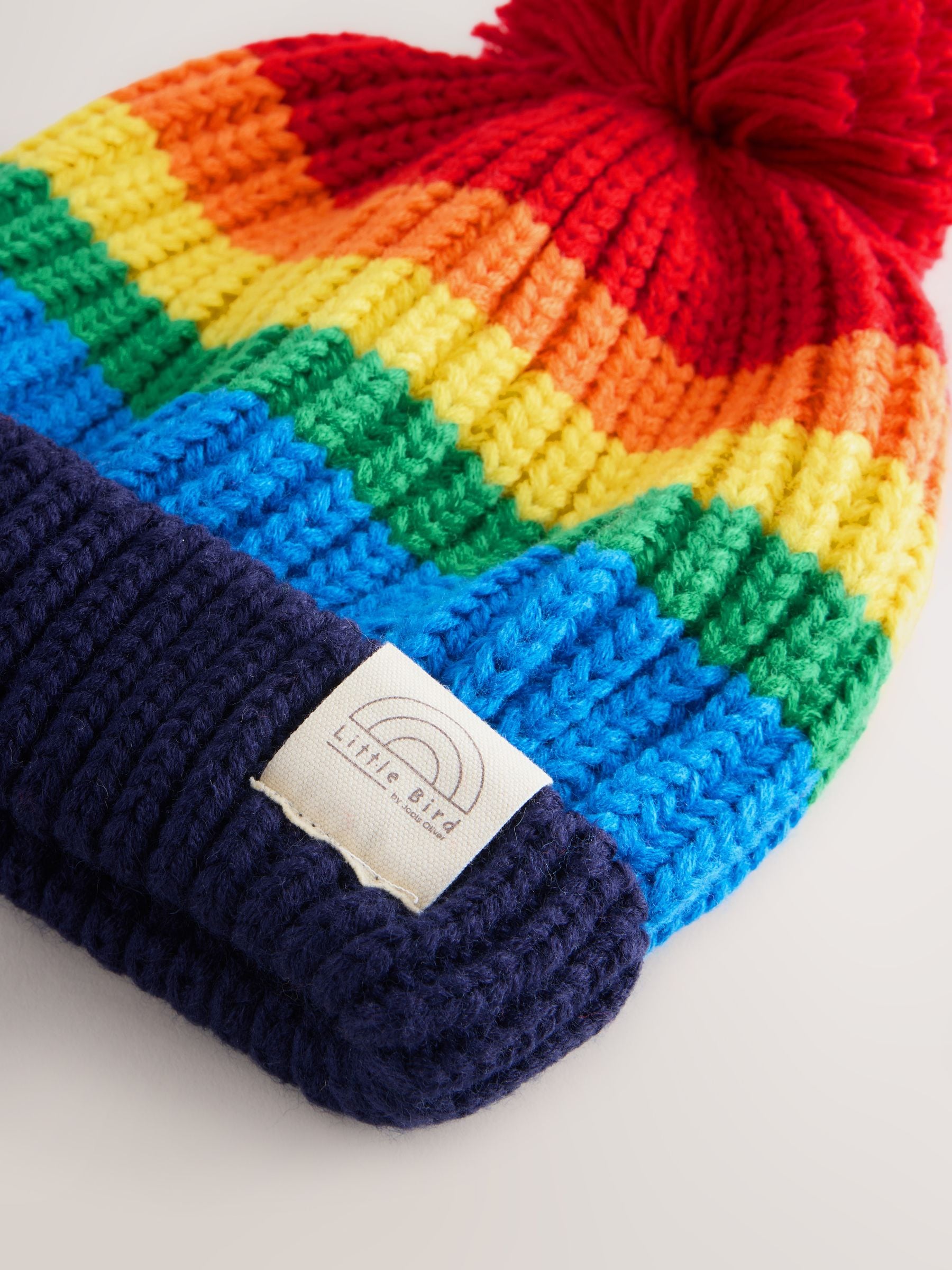Meerkleurige regenboogstreep - Little Bird by Jools Oliver set van muts met wanten of handschoenen