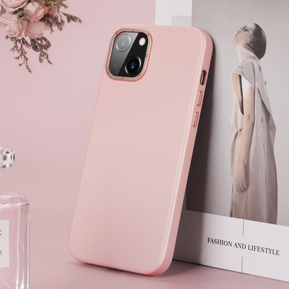 iPhone 14 MagSafe Hardcase Leder Hülle Back Case - Rosa
