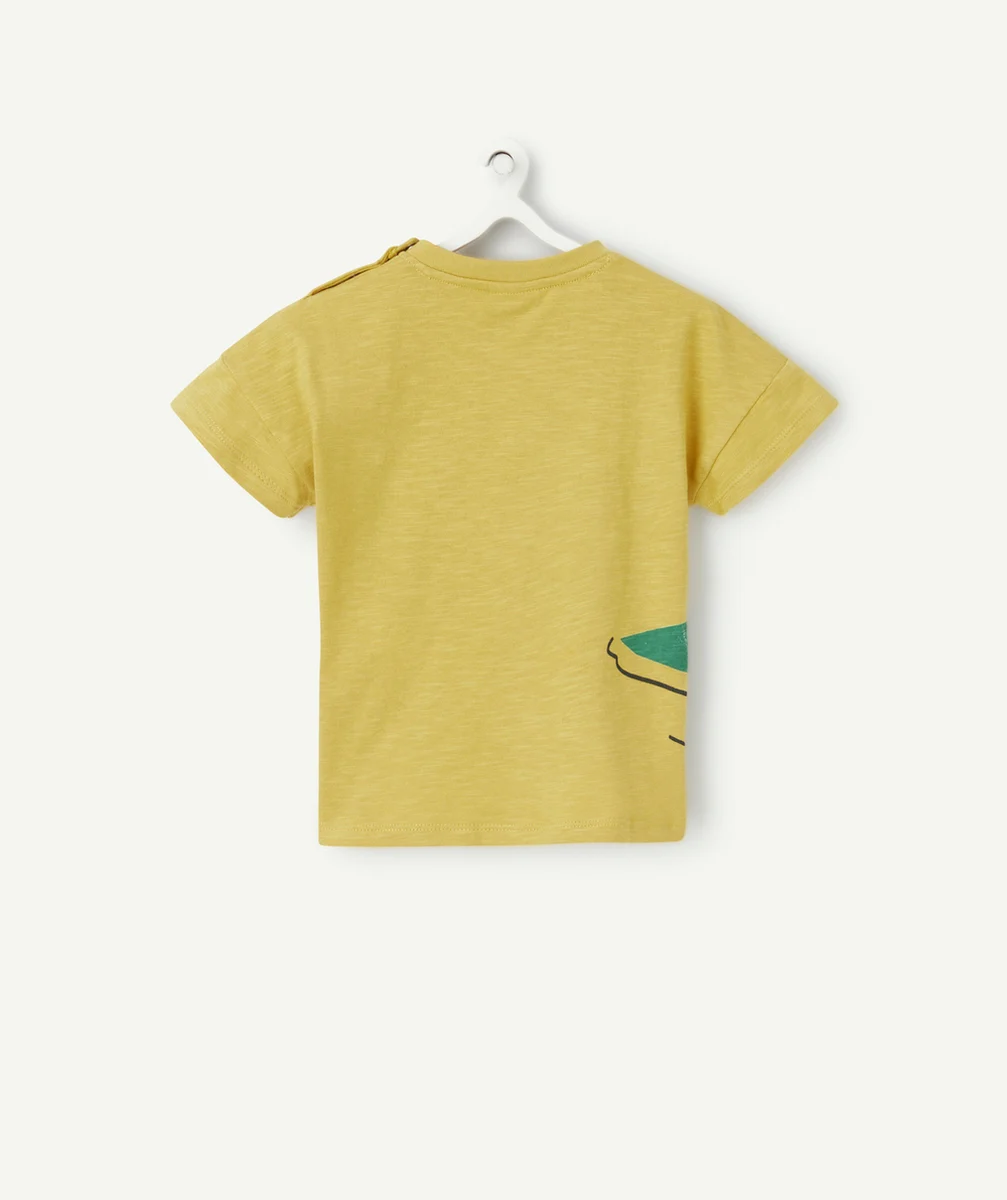 T-SHIRT MANCHES COURTES BÉBÉ GARÇON EN COTON BIO JAUNE THÈME CROCO