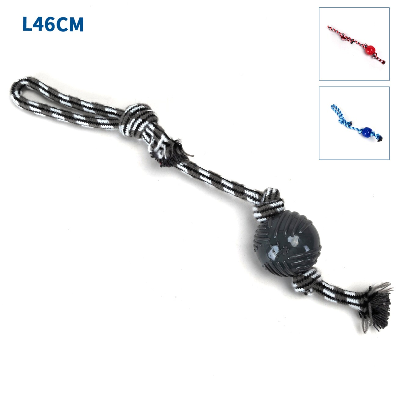 nobleza Hundespielzeug – Zerrseil mit Ball, robust & zahnfreundlich, in 3 Farben blau