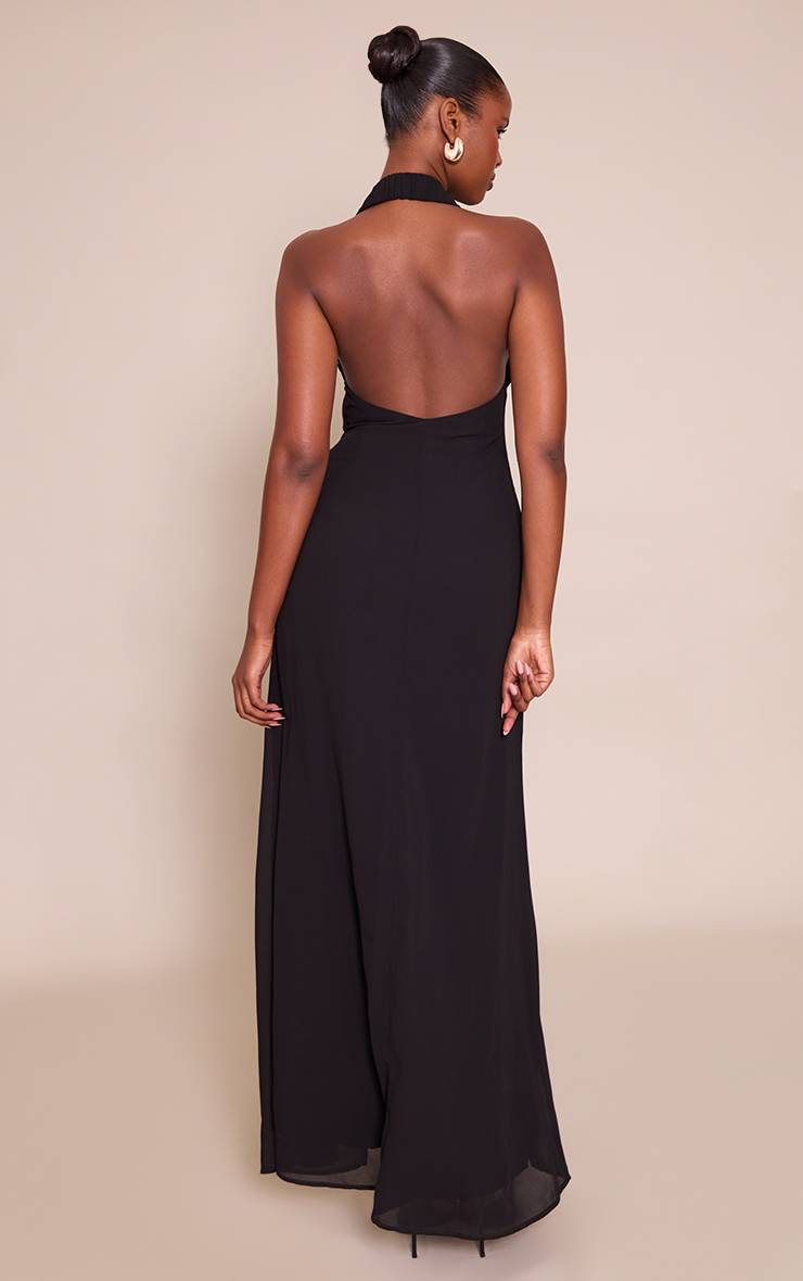 Noir Robe Maxi En Mousseline Avec Nœud