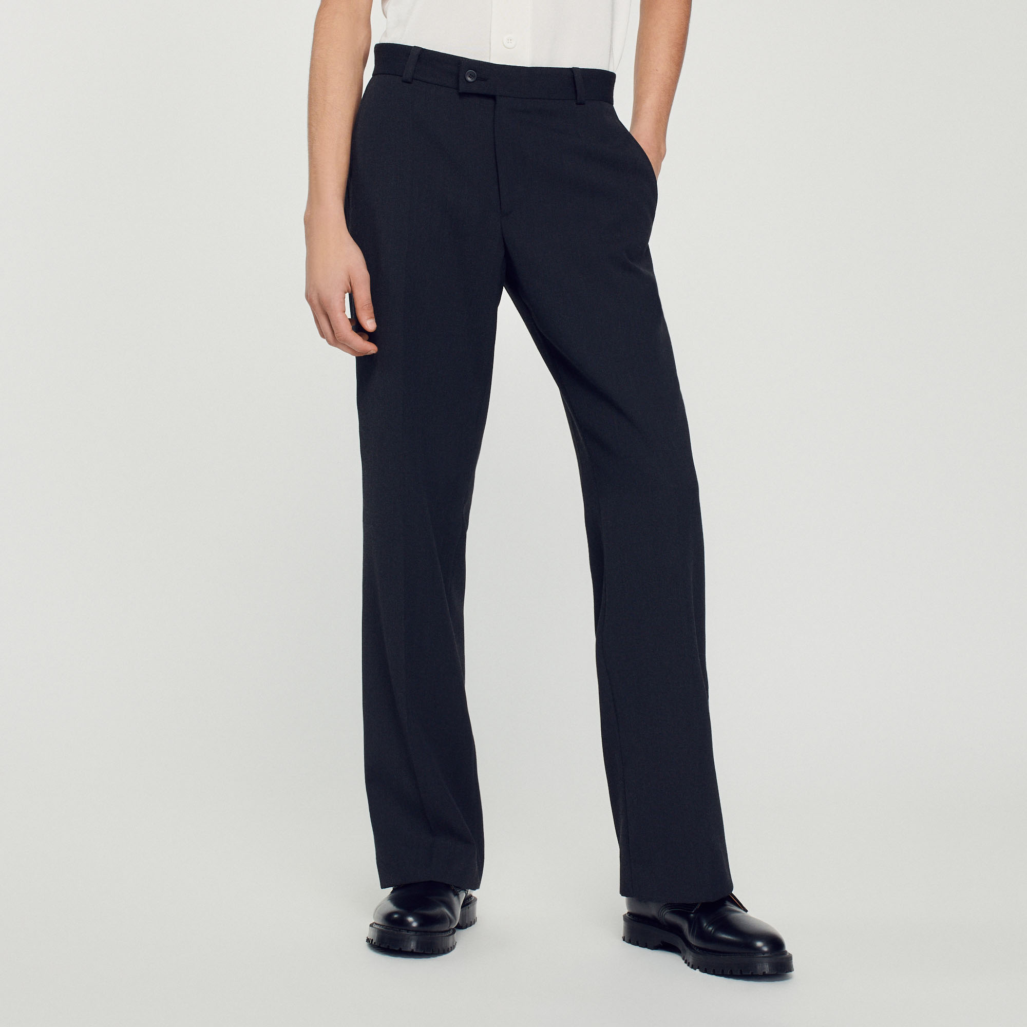 Pantalon en laine melangee