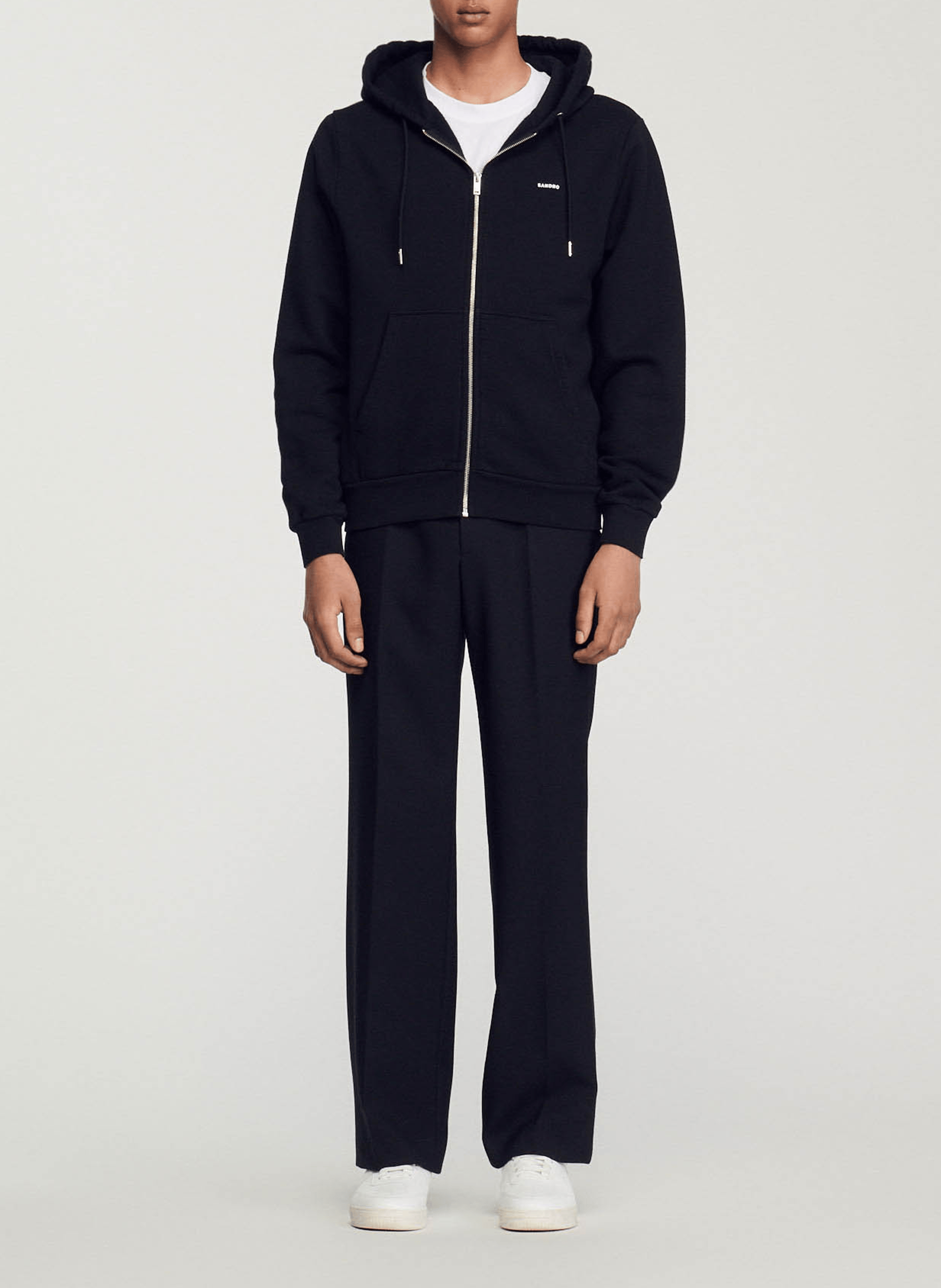Sweat zippé à capuche regular-fit en coton| Noir