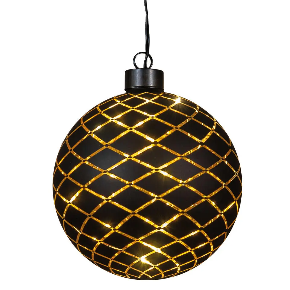Anna's Collection Verlichte kerstbal - goud - D12 cm - 10 LED