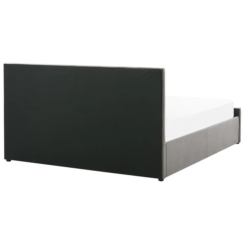 ROCHEFORT - Bed met opbergruimte - Grijs - 140 x 200 cm - Fluweel