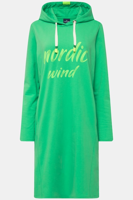 Sweatkleid, Kapuze, Schriftzug, mit recyceltem Polyester