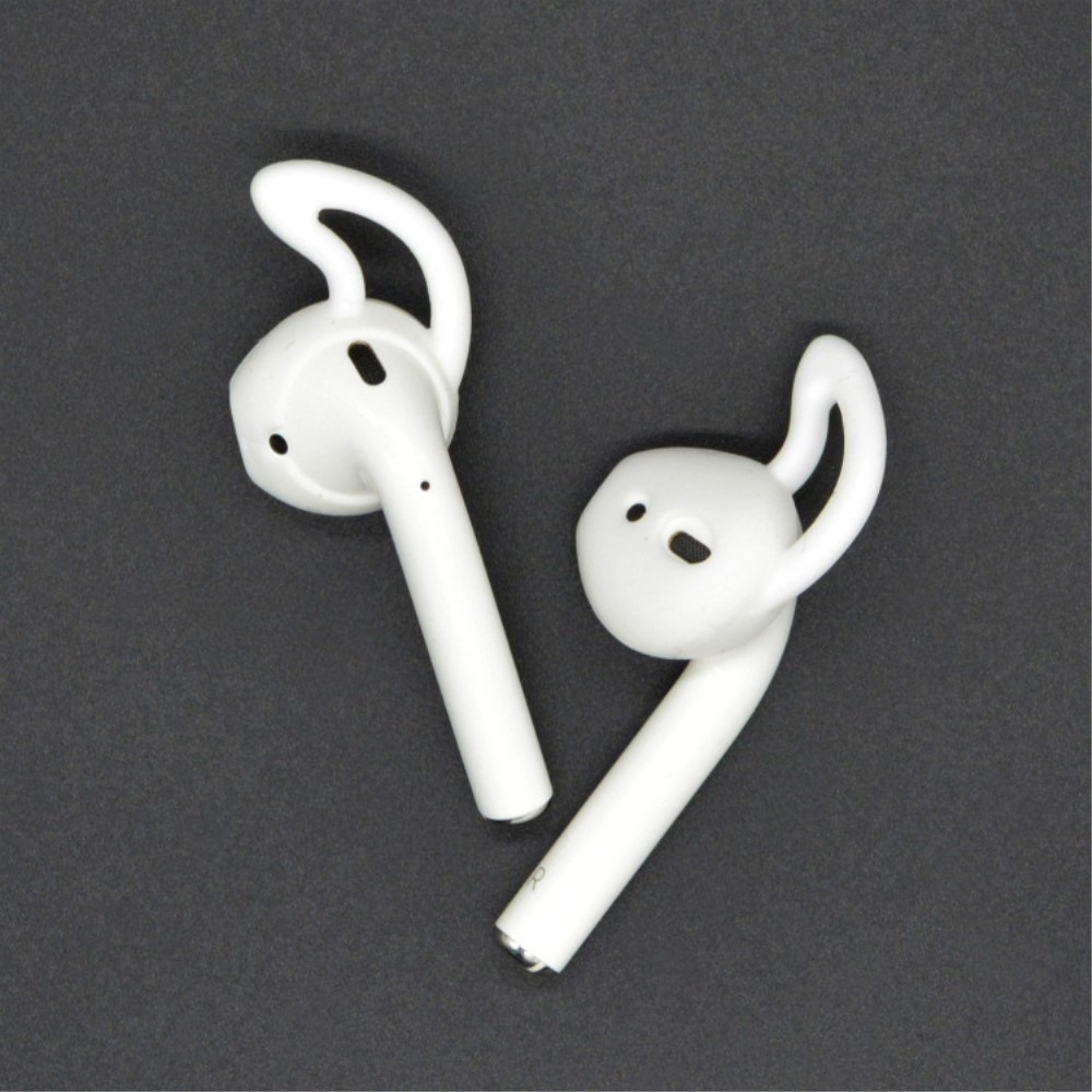 AirPods (1. & 2. Generation) Silikon Ohrpolster Rutschfeste Eartips mit Hook Bügel Ultrathin - Weiss